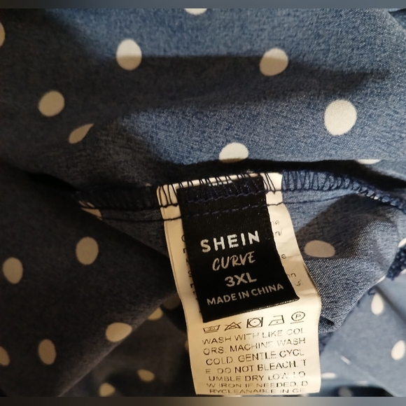 SHEIN Curve 3X Navy Polka Dot Sleeveless Dress - Picture 3 of 3